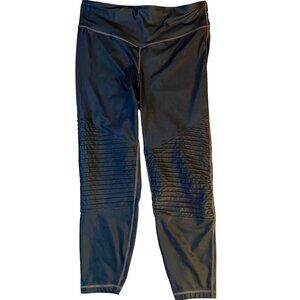 GapFit Womens Black Moto Leggings With Rouching Knees Size L